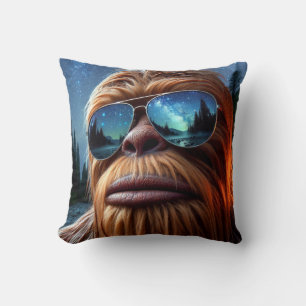 Sasquatch and Stars Throw Pillow