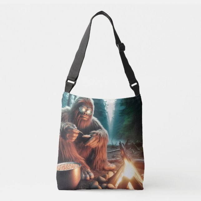 Sasquatch at the Campfire Crossbody Bag (Front)