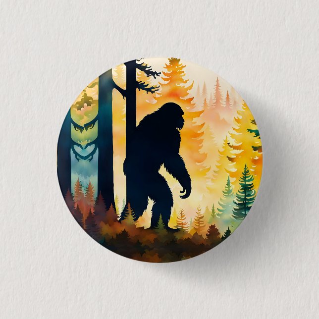 Sasquatch Autumn Landscape Sunset 1 Inch Round Button (Front)