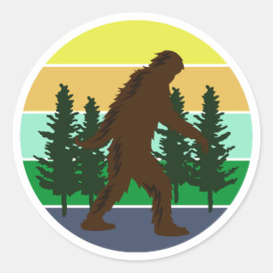 Sasquatch Believer   Vintage Sunset Bigfoot   Classic Round Sticker