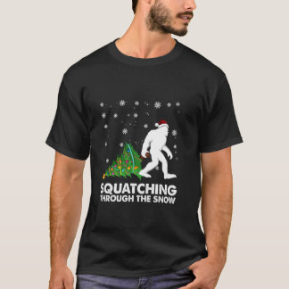 Sasquatch Bigfoo Squatching Through the Snow Chris T-Shirt