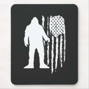 Sasquatch Bigfoot American Flag Mouse Pad