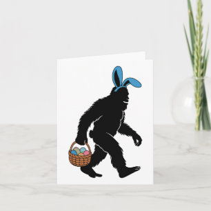 Sasquatch Bigfoot Bunny Ears Carrying Easter Eggs Card