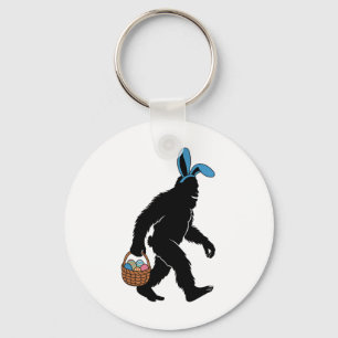 Sasquatch Bigfoot Bunny Ears Carrying Easter Eggs Keychain