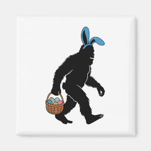 Sasquatch Bigfoot Bunny Ears Carrying Easter Eggs Magnet