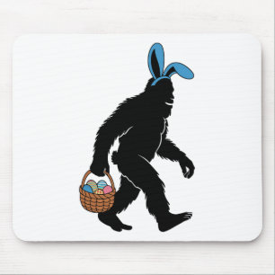 Sasquatch Bigfoot Bunny Ears Carrying Easter Eggs Mouse Pad
