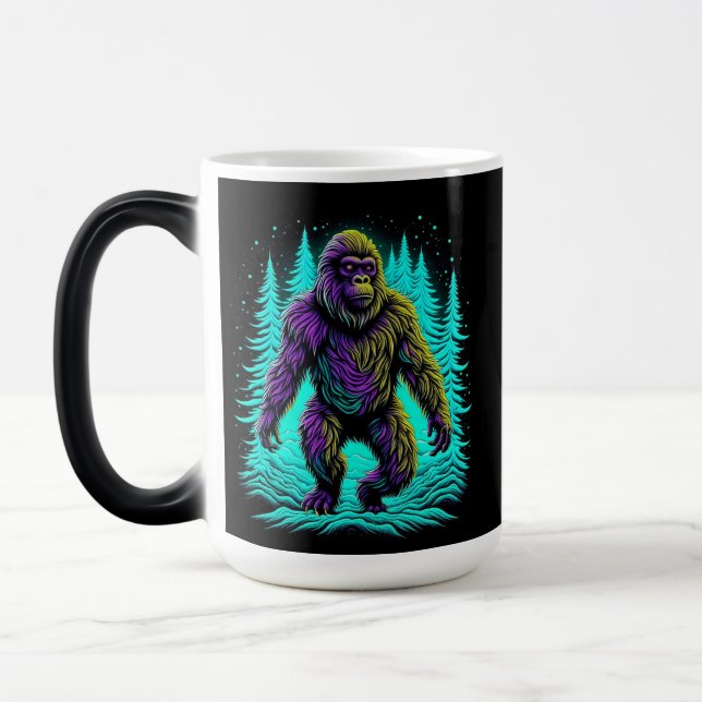 Sasquatch Bigfoot in Teal and Black Magic Mug (Left)