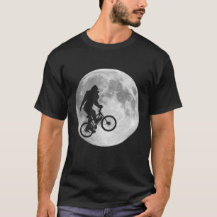 Sasquatch Bigfoot on Bike in Sky with Moon T-Shirt