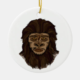 Sasquatch Bigfoot Swamp Ape Cryptid Monster Ceramic Ornament