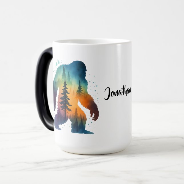 Sasquatch Bigfoot Watercolor Personalized Name Mug (Front Left)