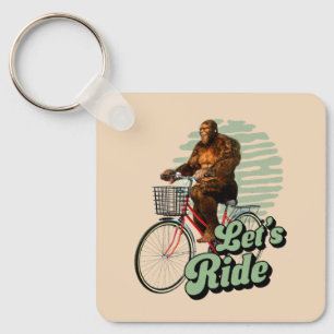 Sasquatch Bike Ride Forest Adventure Keychain