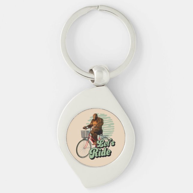 Sasquatch Bike Ride Forest Adventure Keychain (Front)
