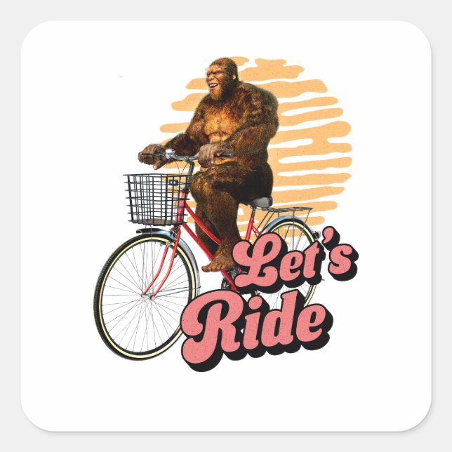 Sasquatch Bike Ride Forest Adventure Square Sticker (Front)