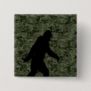 Sasquatch Black Silhouette Digital Camouflage 2 Inch Square Button