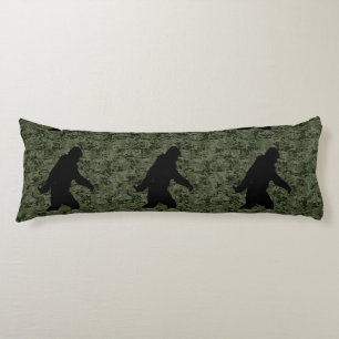 Sasquatch Black Silhouette Digital Camouflage Body Pillow