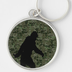 Sasquatch Black Silhouette Digital Camouflage Keychain