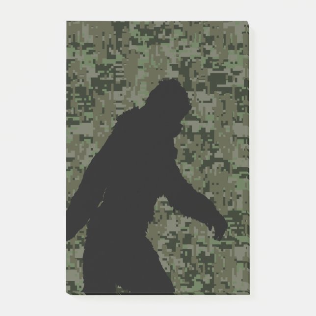 Sasquatch Black Silhouette Digital Camouflage Post-it Notes (Front)