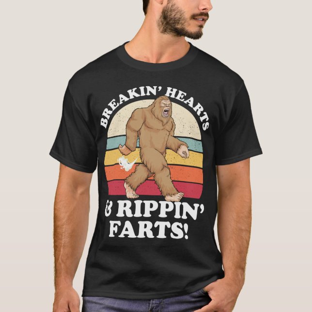 Sasquatch Breakin Hearts & Rippin Farts! Bigfoot F T-Shirt (Front)