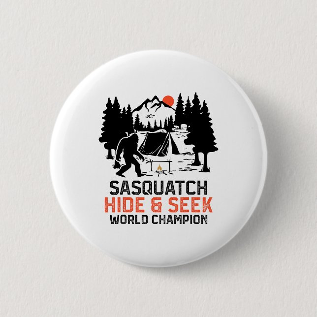 Sasquatch Camping Outdoor Forest Funny Sasquatch H 2 Inch Round Button (Front)