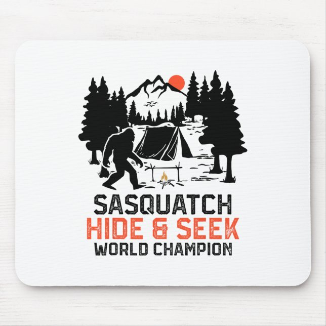 Sasquatch Camping Outdoor Forest Funny Sasquatch H Mouse Pad (Front)