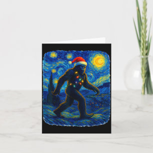 Sasquatch Christmas Bigfoot Santa Hat Van Gogh Sta Card