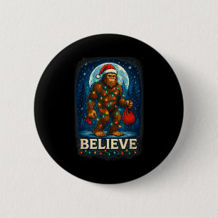 Sasquatch Christmas Lights Holiday Believe  2 Inch Round Button