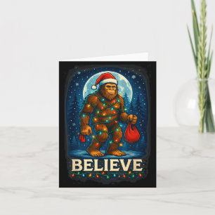 Sasquatch Christmas Lights Holiday Believe Card