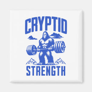 Sasquatch Cryptid Strength Lifting Humour Monochro Magnet