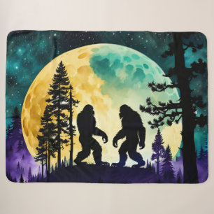 Sasquatch Dance Full moon on the Mountain Sherpa Blanket
