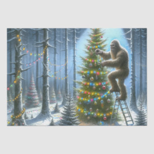 Sasquatch Decorating Christmas Trees Funny Tissue Paper