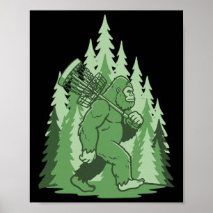 Sasquatch Disc Golf Sket Forest Funny Frisbee  Poster