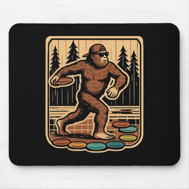 Sasquatch Disc Golfer Funny Disc Golf  Mouse Pad (Front)