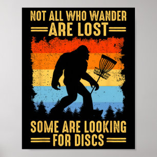 Sasquatch Disc Golfer Lost Outdoor Retro Art _1 Poster
