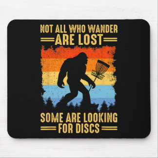 Sasquatch Disc Golfer Lost Outdoor Retro Art Mouse Pad