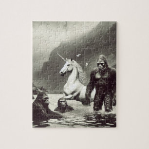 Sasquatch family and a unicorn jigsaw puzzle