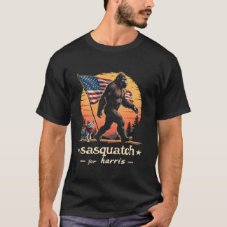 Sasquatch For Harris Big Foot Cats American Flag S T-Shirt
