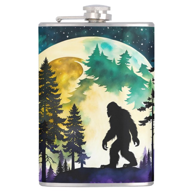 Sasquatch Full moon Hip Flask (Front)