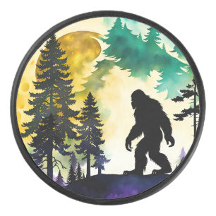 Sasquatch Full moon Hockey Puck