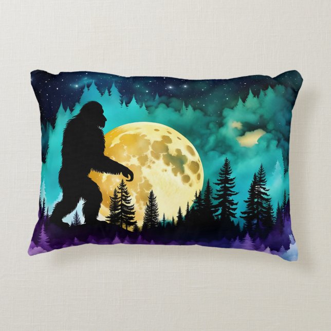 Sasquatch Full moon on the Mountain II Accent Pillow (Back)
