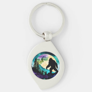 Sasquatch Full moon on the Mountain II Keychain