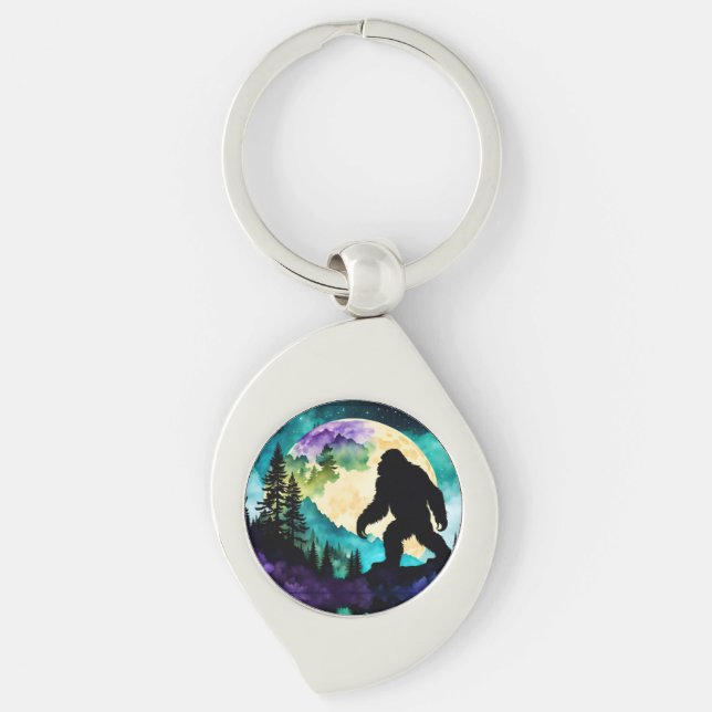 Sasquatch Full moon on the Mountain II Keychain (Front)