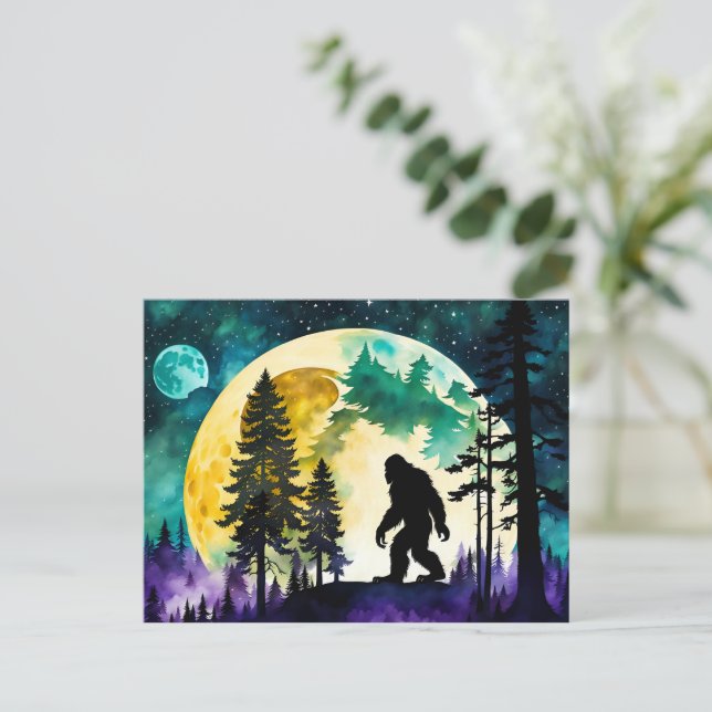 Sasquatch Full moon on the Mountain Postcard (Standing Front)