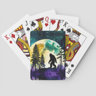 Sasquatch Full moon Playing Cards