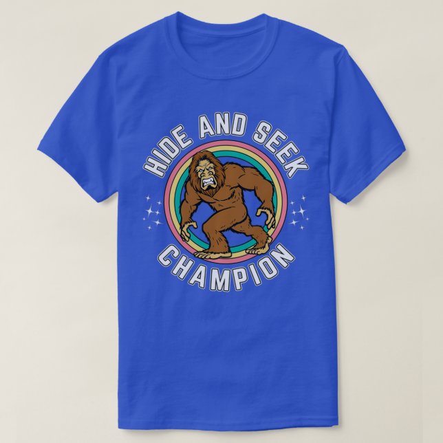 Sasquatch Funny Bigfoot Hide And Seek Champion Big T-Shirt (Design Front)