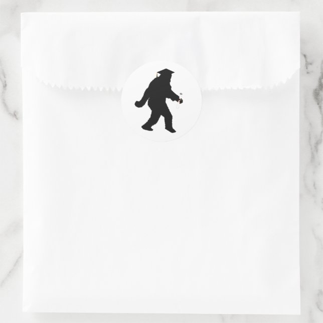 Sasquatch Graduation Classic Round Sticker (Bag)