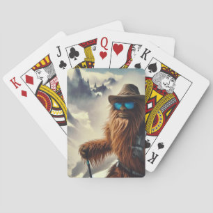 Sasquatch Hiking Mountains Playing Cards