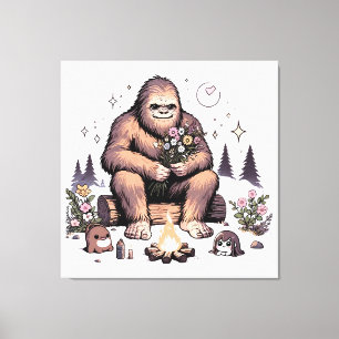 Sasquatch Holding Flowers Canvas Print