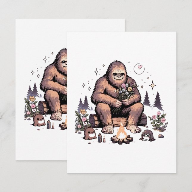 Sasquatch Holding Flowers Card (Front/Back)