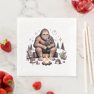 Sasquatch Holding Flowers Napkin