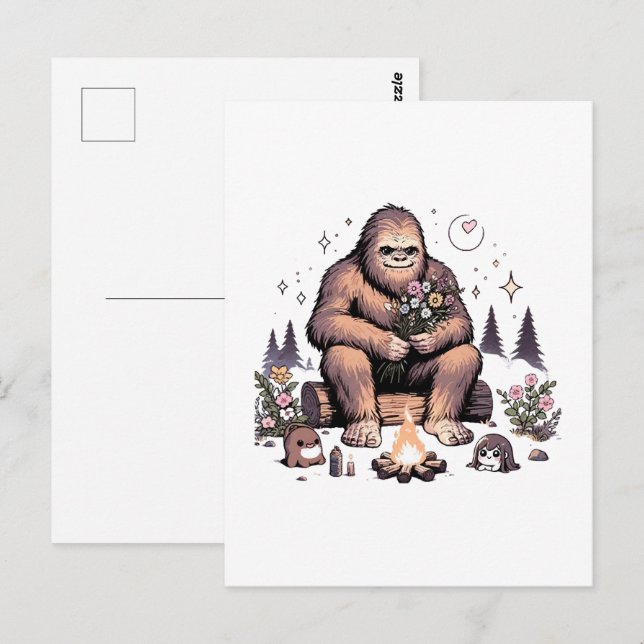 Sasquatch Holding Flowers Postcard (Front/Back)